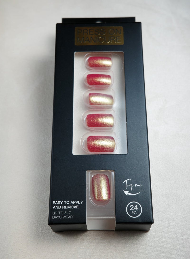 Press On Nails, 24 Gel False Nails Kit, Reusable Stick On Nails in variable Sizes, French Style, Polar Light,Full Well Tips, False Nails press on, impress nails, stick on nails - Image 1