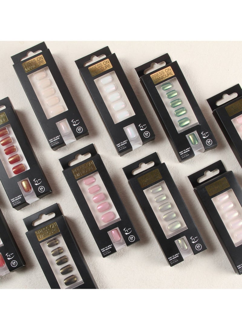 Press On Nails, 24 Gel False Nails Kit, Reusable Stick On Nails in variable Sizes, French Style, Polar Light,Full Well Tips, False Nails press on, impress nails, stick on nails - Image 4