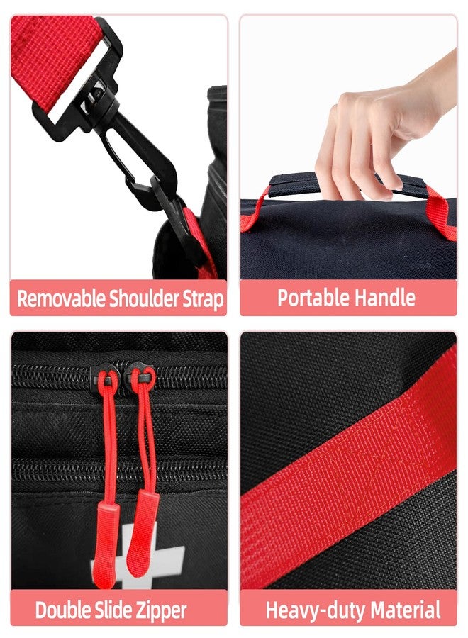 ALSLEA First Aid Bag Empty Large Medical Bag with Shoulder Strap 16”x 9.5” x 7” Medicine Organizer Travel First Aid kit Emergency Supplies Storage Bag for Car, Home, Office, Outdoor (Black) - Image 3