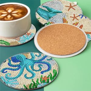 Retailio 8Piece Ocean Diamond Art Coaster Kit DIY NonSlip Craft Set with Holder Perfect Art Supplies for Adults Creative Christmas Gifts - Image 4