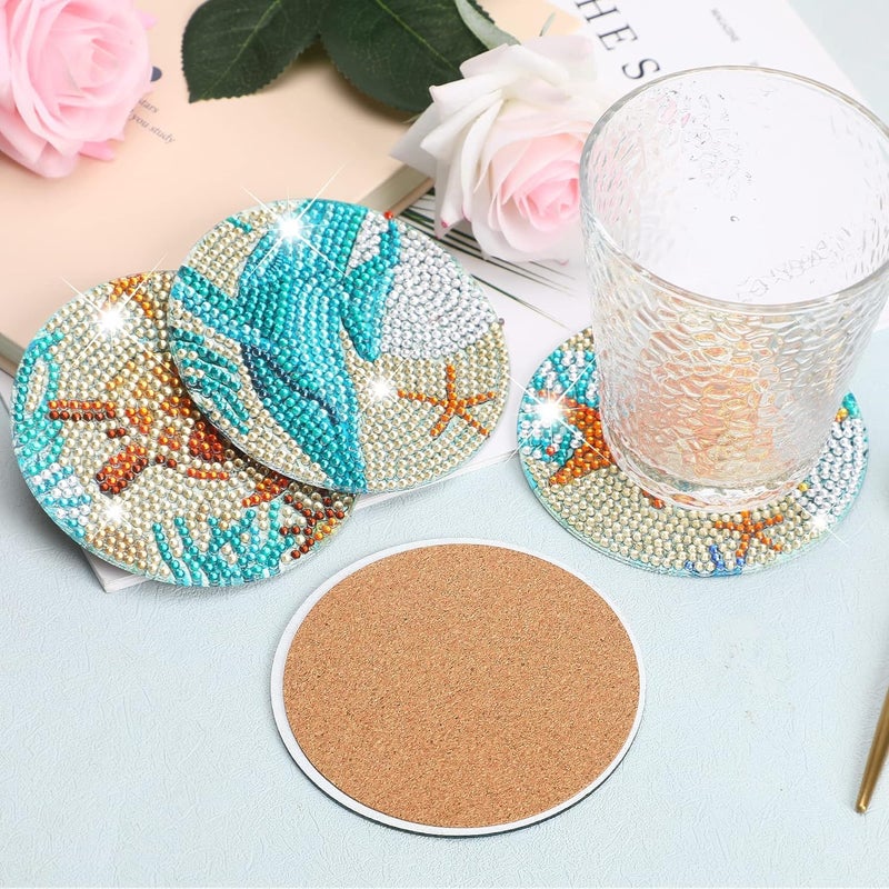Retailio 8Piece Ocean Diamond Art Coaster Kit DIY NonSlip Craft Set with Holder Perfect Art Supplies for Adults Creative Christmas Gifts - Image 3