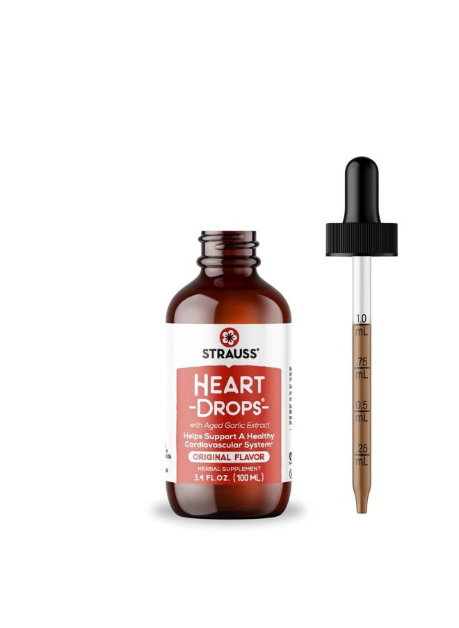 Strauss Heartdrops - Strauss Naturals Heart Drops – Natural Mistletoe & Aged Garlic Extract Heart Health Supplement – Helps Maintain Healthy Cardiovascular System – Vegan & Non-GMO – 100 ml Bottle - Image 1