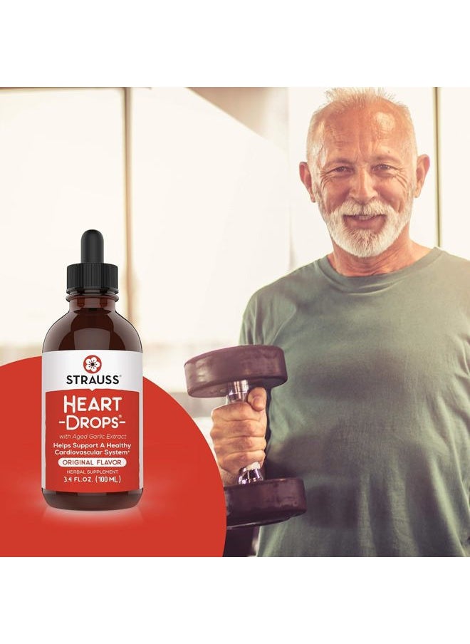 Strauss Heartdrops - Strauss Naturals Heart Drops – Natural Mistletoe & Aged Garlic Extract Heart Health Supplement – Helps Maintain Healthy Cardiovascular System – Vegan & Non-GMO – 100 ml Bottle - Image 1