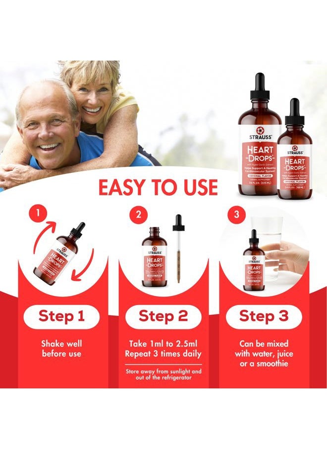 Strauss Heartdrops - Strauss Naturals Heart Drops – Natural Mistletoe & Aged Garlic Extract Heart Health Supplement – Helps Maintain Healthy Cardiovascular System – Vegan & Non-GMO – 100 ml Bottle - Image 1