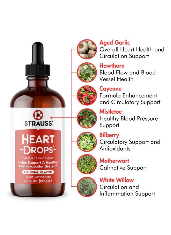 Strauss Heartdrops - Strauss Naturals Heart Drops – Natural Mistletoe & Aged Garlic Extract Heart Health Supplement – Helps Maintain Healthy Cardiovascular System – Vegan & Non-GMO – 100 ml Bottle - Image 1