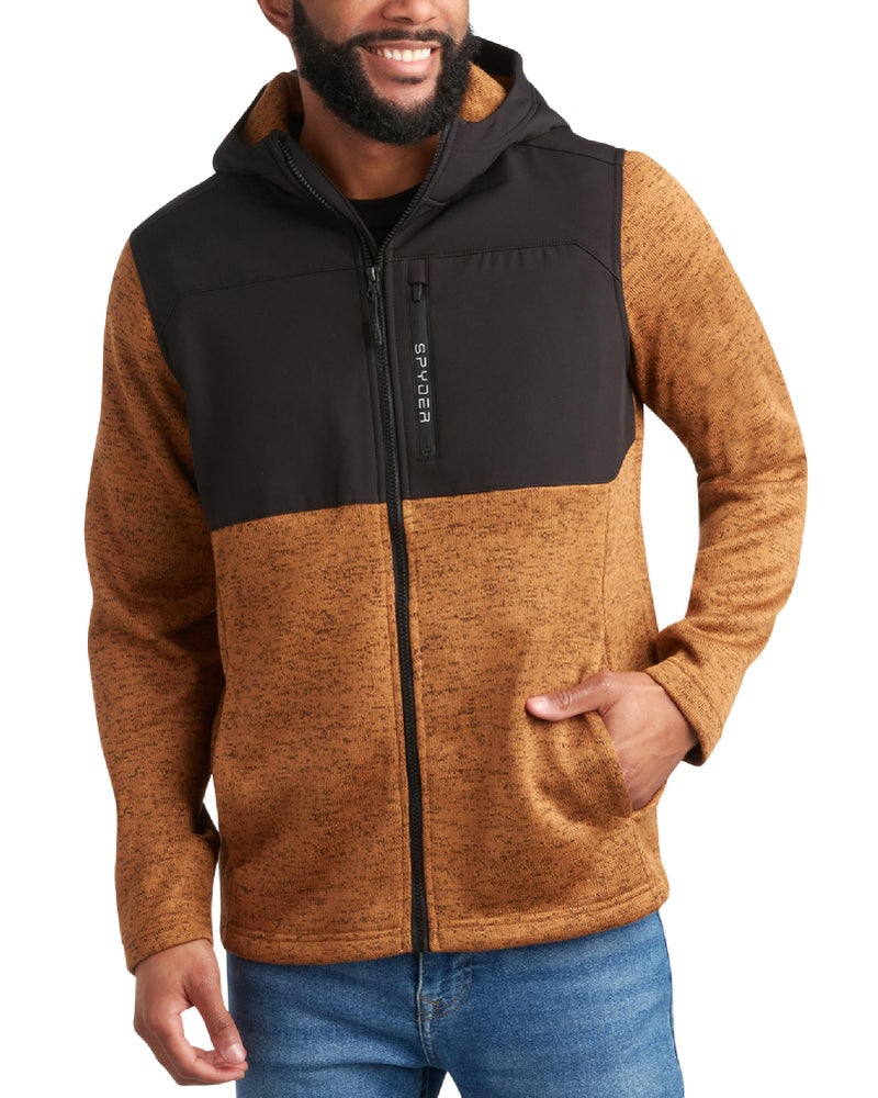 Spyder Mens Fleece Jacket - Lightweight Cozy Full Zip Hooded Jackets for Men - Soft Performance Fleece Hiking Outdoor Jacket, Size Large, Wheat Brown - Image 4