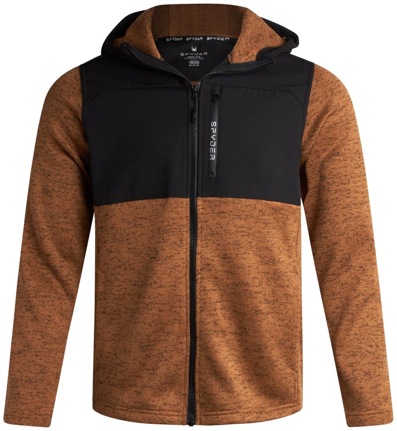 Spyder Mens Fleece Jacket - Lightweight Cozy Full Zip Hooded Jackets for Men - Soft Performance Fleece Hiking Outdoor Jacket, Size Large, Wheat Brown - Image 1