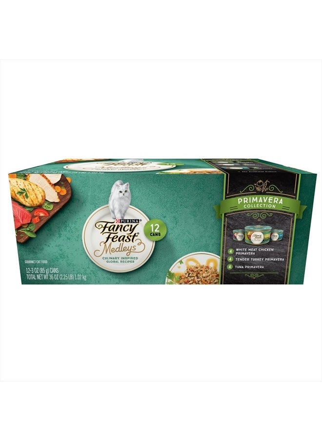 Fancy Feast - Purina Fancy Feast Wet Cat Food Variety Pack, Medleys Primavera Collection - (2 Packs of 12) 3 oz. Cans - Image 1