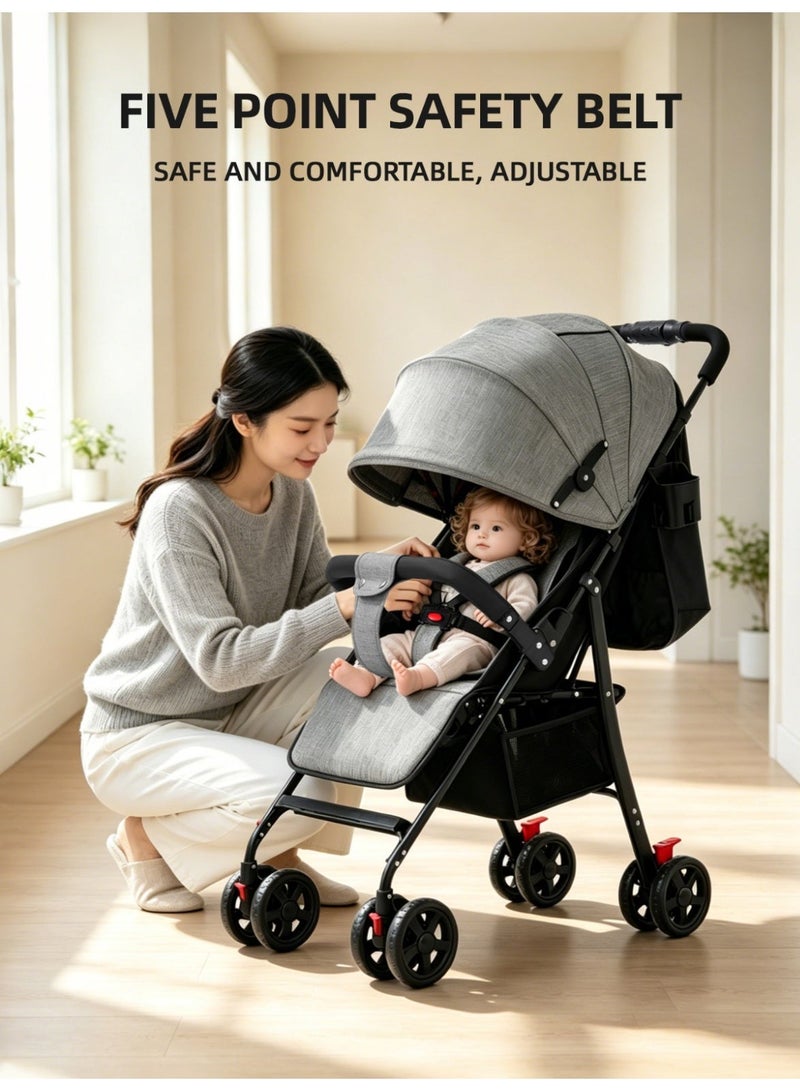 NZONE STORE Luxury Reversible Baby Stroller with Reclining Seat & Bassinet – Black & Gold Carbon Steel Frame, Full-Cover 4-Section Canopy, Shock Absorption System & 5-Point Safety Harness for 0-36 Months - Image 2
