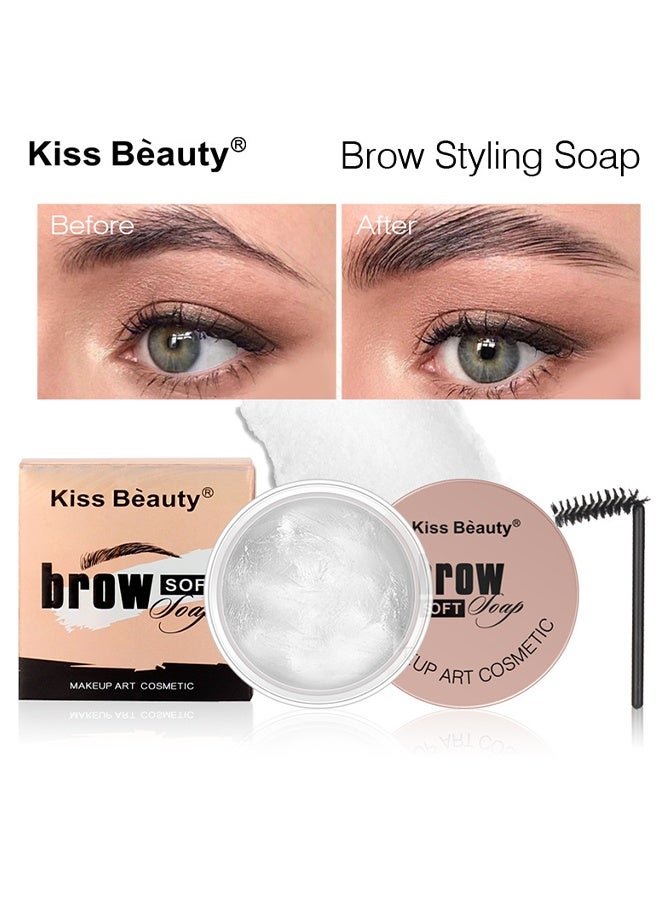 Kiss Beauty Brow Soft Soap, 3D Brows Styling Soap, Transparent Long-lasting Waterproof Eyebrow Shaping Gel Eyebrow Styling Pomade with Eyebrow Brushes for Natural Eyebrows - Image 2
