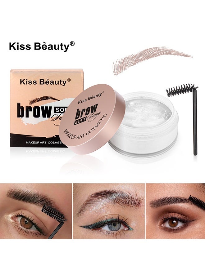 Kiss Beauty Brow Soft Soap, 3D Brows Styling Soap, Transparent Long-lasting Waterproof Eyebrow Shaping Gel Eyebrow Styling Pomade with Eyebrow Brushes for Natural Eyebrows - Image 1