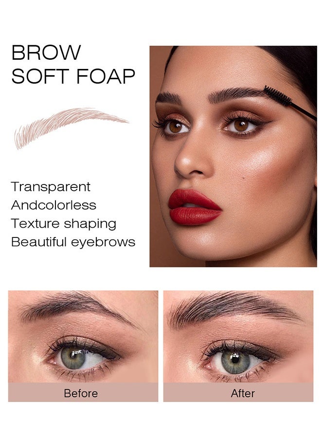 Kiss Beauty Brow Soft Soap, 3D Brows Styling Soap, Transparent Long-lasting Waterproof Eyebrow Shaping Gel Eyebrow Styling Pomade with Eyebrow Brushes for Natural Eyebrows - Image 3