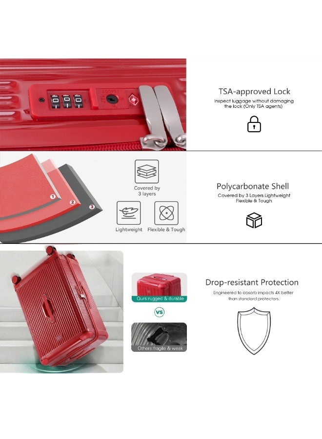 LIGHTGO 7672 22"+30" 2Pcs set luggage ,Red color suitcase ,PC Suitcase ,Trunk case check in luggage ,with TSA travel case ,YKK zipper - Image 4