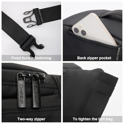 Cwatcun Waterproof Camera Waist Bag Compact Camera Case, Lightweight Portable Fanny Pack, Daily Carry Storage Case Crossbody Bag for Canon, Nikon, Sony, Fuji DSLR/SLR/Mirrorless Camera, Lens, Black - Image 4