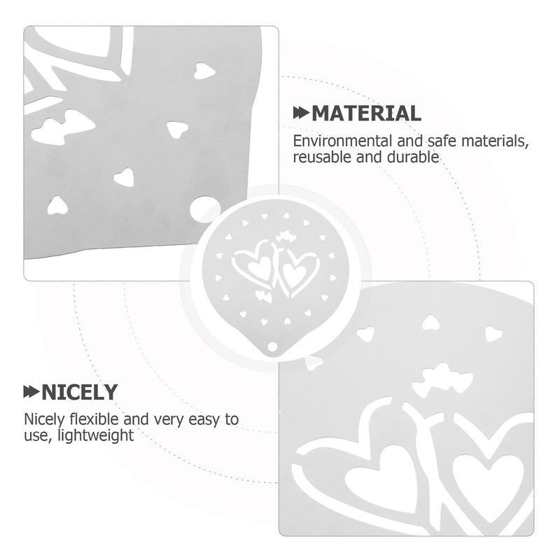 6 Pcs Reusable Plastic Baking Stencils Set For Cake Cookie And Coffee Decorating - Image 4