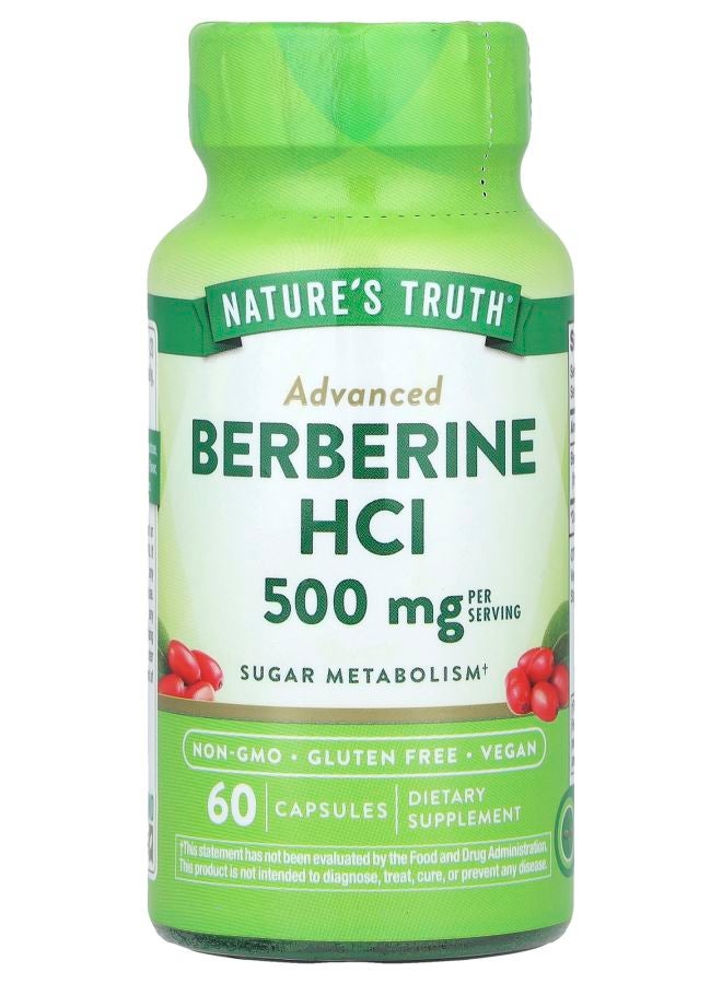 Advanced Berberine HCI 500 mg 60 Capsules (250 mg Per Capsule)