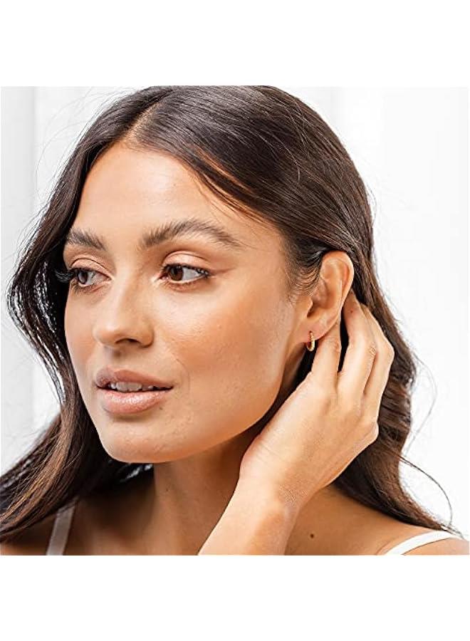 PAVOI 14K Gold Plated 925 Sterling Silver Post Twisted Huggie Earring | Women's Mini Hoop Earrings - Image 2