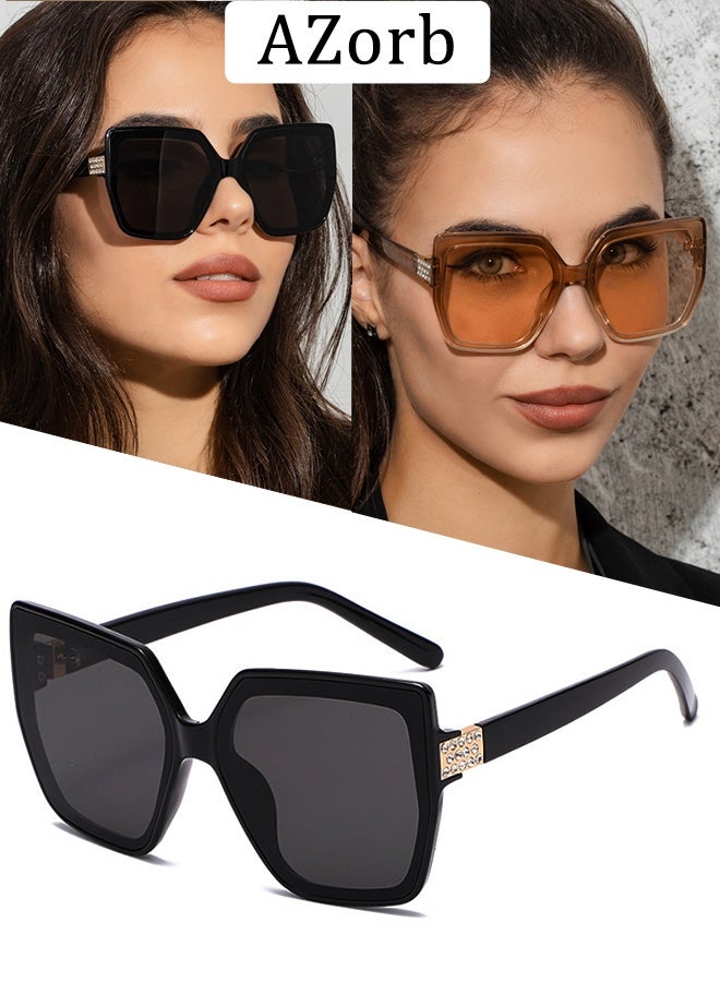 AZorb Fashion Sunglasses Women Diamond temple Sun Glassess Square Oversize Sunglass for Ladies Eye Glasses High Quality Eyewear UV400 Protection Shades for Daily Travel - Image 1