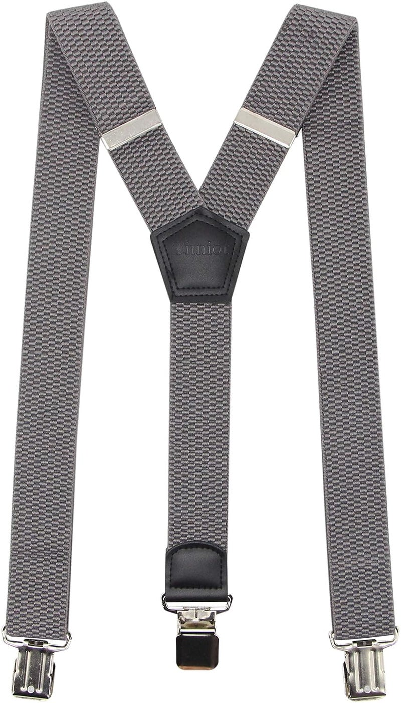 Timiot Premium Men's Y-Back Suspenders Stretch Perfect 1.5" Width for Work Style Formal Strong Heavy Duty Clips - Image 1
