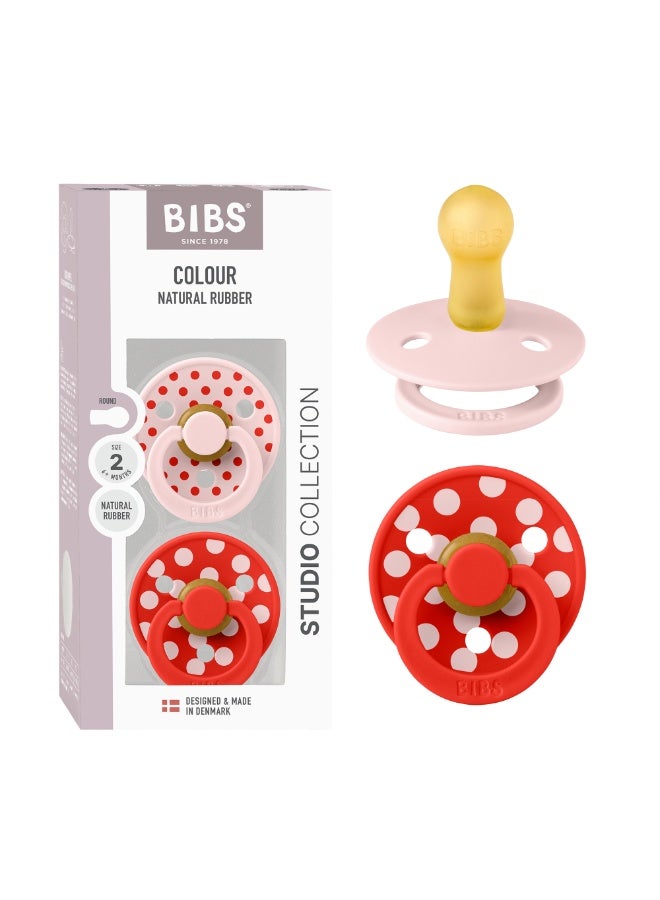 بيبس BIBS Pacifier Studio Colour 2 PACK Polka Latex Size 2 Blossom/Candy Apple - Image 2