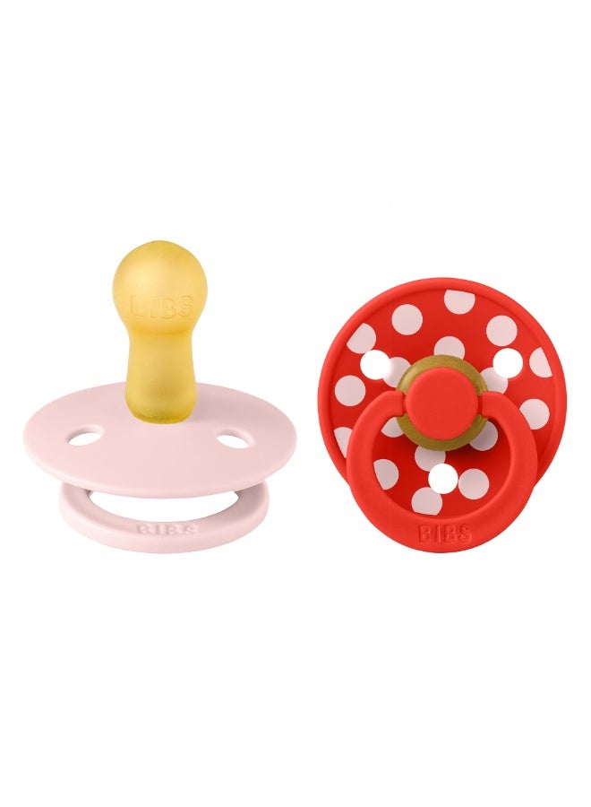 بيبس BIBS Pacifier Studio Colour 2 PACK Polka Latex Size 2 Blossom/Candy Apple - Image 1