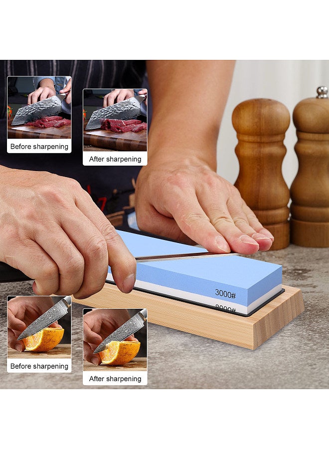 400/1000 3000/8000 Grit Premium Whetstone Set Cut Sharpening Stone Kit Sharpener for All Blade NonSlip Base Cutter Sharpener  - Image 3