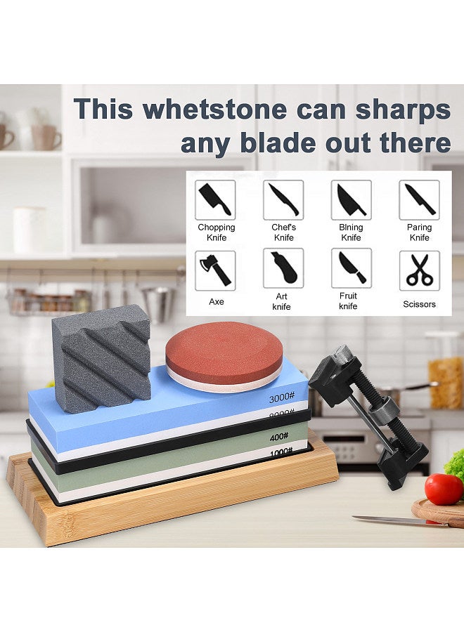 400/1000 3000/8000 Grit Premium Whetstone Set Cut Sharpening Stone Kit Sharpener for All Blade NonSlip Base Cutter Sharpener  - Image 2