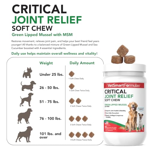 VetSmart Formulas Critical Joint Relief Soft Chew for Dogs – Hip & Joint Supplement with Glucosamine, MSM, Green-Lipped Mussel – Joint Discomfort, Hip Dysplasia & Mobility Support, Made in USA - Image 3