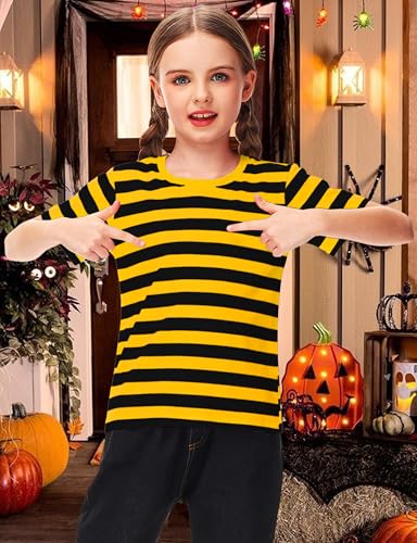 Deerose Halloween Black Yellow Striped T Shirt Boys Bumblebee Costume Short Sleeve Summer Crewneck Tee 9-10 Years - Image 4