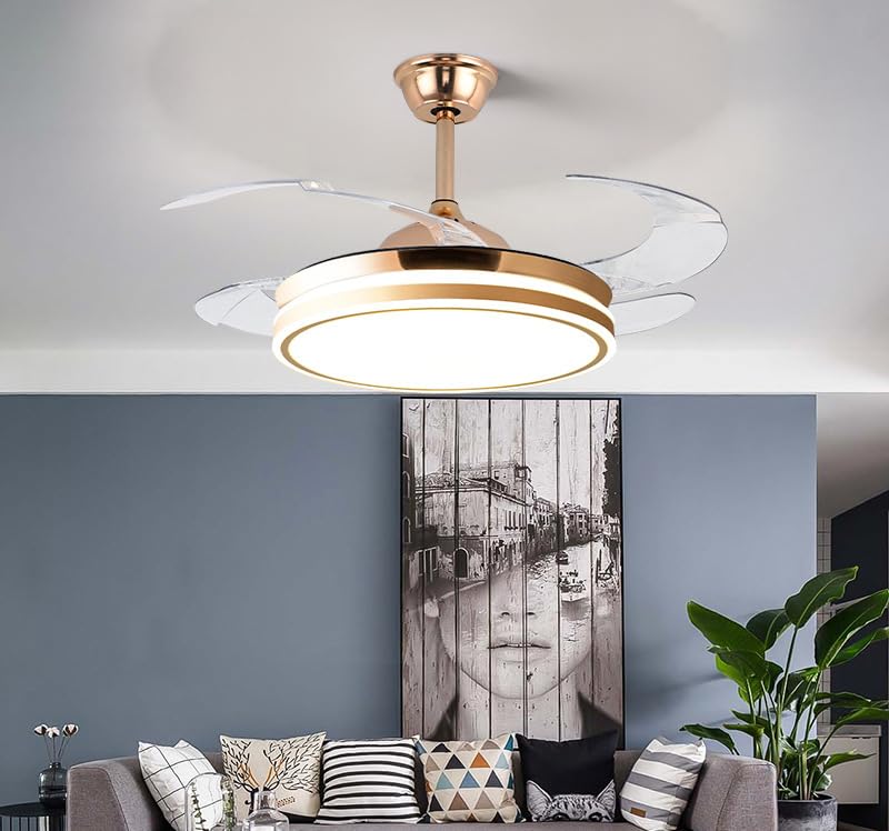 CITRA CITRA Golde Modern Ceiling Fan Chandelier and Remote Controled for Living Room Drawing Room Warm White  - Image 2