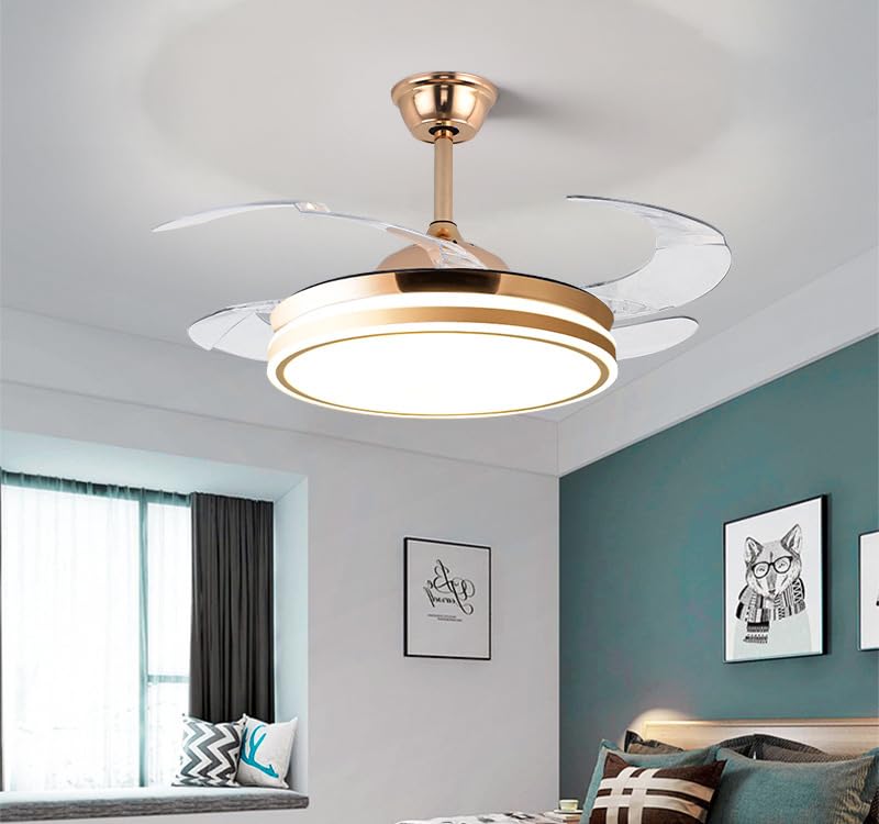 CITRA CITRA Golde Modern Ceiling Fan Chandelier and Remote Controled for Living Room Drawing Room Warm White  - Image 3