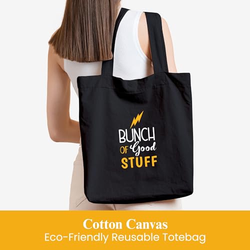 DOODLE Unisex Eco-Friendly Reusable Cotton Canvas Tote Bag | Inner & Outer Zip Pockets | Ideal for Travel, Shopping, College & Office Use | Good Stuff - Image 2