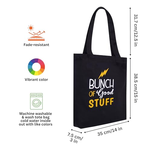 DOODLE Unisex Eco-Friendly Reusable Cotton Canvas Tote Bag | Inner & Outer Zip Pockets | Ideal for Travel, Shopping, College & Office Use | Good Stuff - Image 3