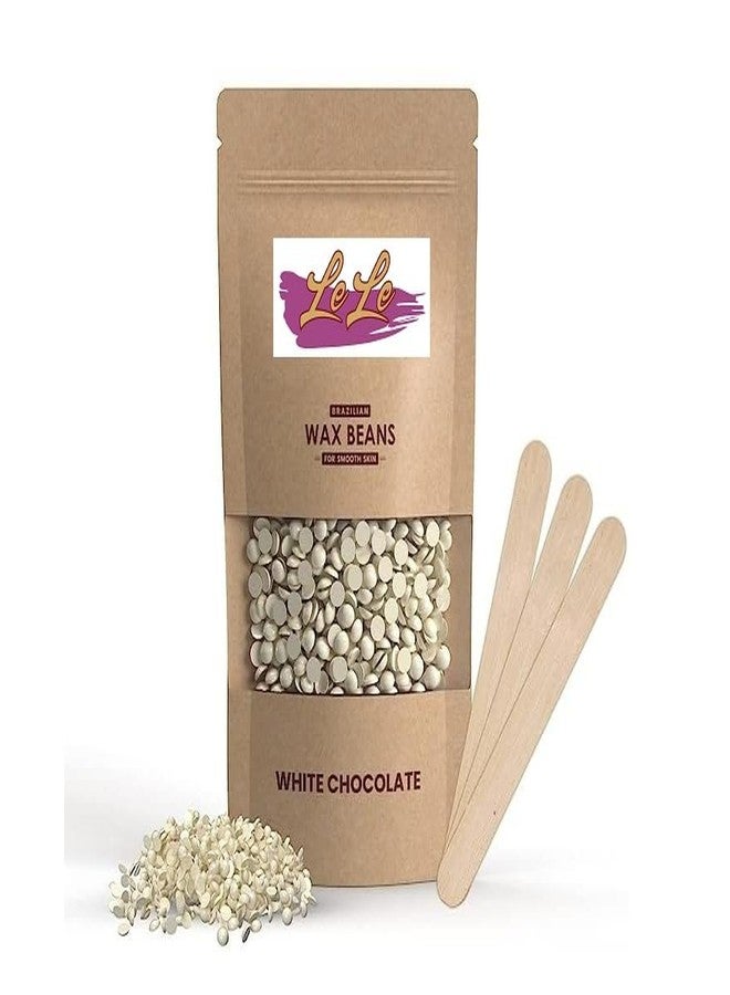 LELE Hair Removal Brazilian Hard Wax white chocolate Beans Painless And Stripless For Face, Eyebrow, Back, Chest, Bikini Areas, Legs, Arms (400gm.) - Image 2