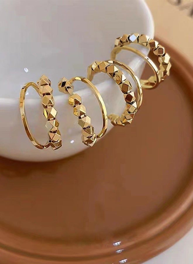 DUNISO أقراط هووب مزدوجة الطبقة تصميم دائري مجوف أقراط هووب مزدوجة هدايا - Image 5