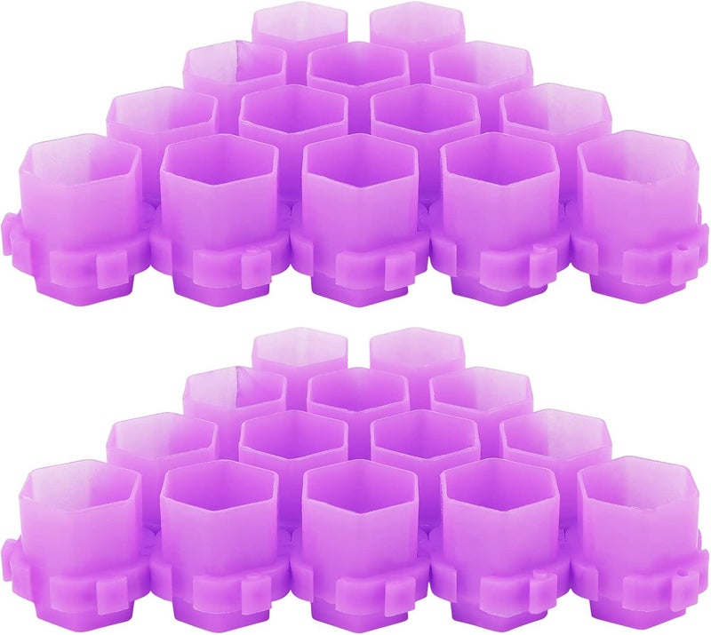 JOIKIT 400 PCS Tattoo Ink Cups, Purple Honeycomb Shape Pigment Holder Cups with Base Design for Holding Pigment Ink