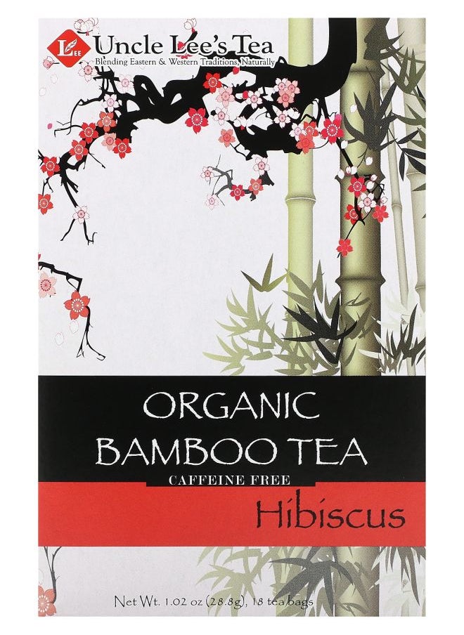 Uncle Lee's Tea Organic Bamboo Tea Hibiscus Caffeine Free 18 Tea Bags 1.02 oz (28.8 g) 