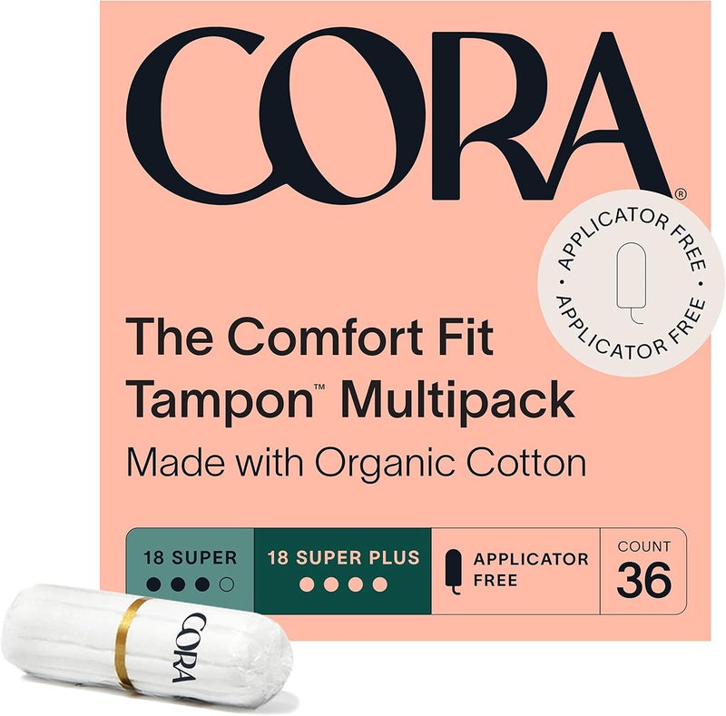 Cora Organic Feminine Care  50 Extra Long Bladder Liners Incontinence  Postpartum Pads and 36SS NonApplicator Tampon Pack  UltraAbsorbent Unscented Natural NonToxic  Bundle Pack - Image 3