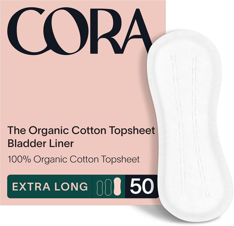 Cora Organic Feminine Care  50 Extra Long Bladder Liners Incontinence  Postpartum Pads and 36SS NonApplicator Tampon Pack  UltraAbsorbent Unscented Natural NonToxic  Bundle Pack - Image 2