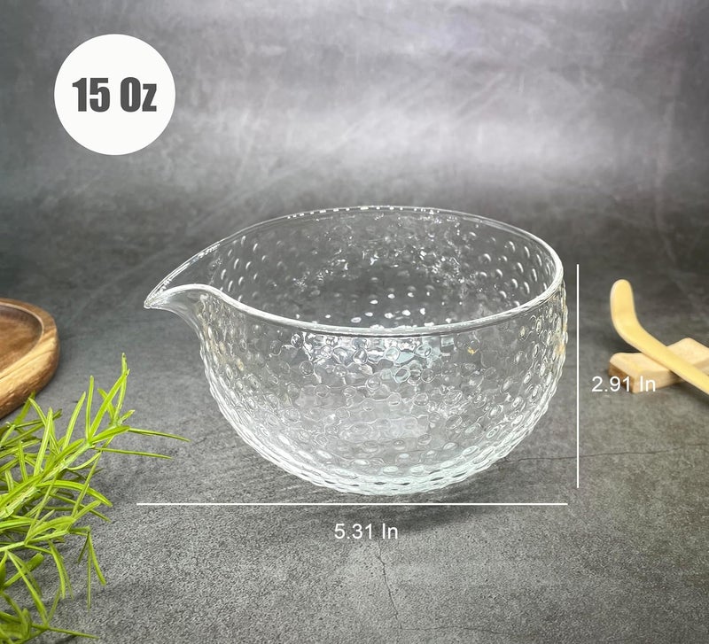 LamChyar Matcha Bowl with Spout, Japanese Style Chawan, Matcha Mixing Bowl, Lead-Free Glass Tea Bowl with Pour Spout 15 Oz, Matcha Ceremony Accessories - Image 3