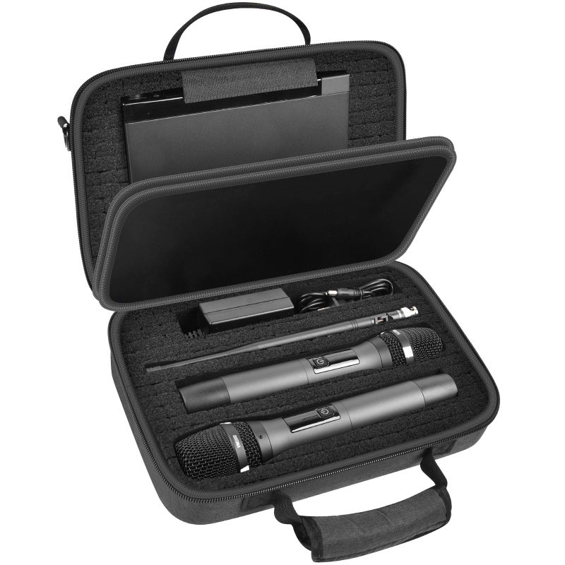 ANKHOH Large Wireless Microphone Case for 2 Handheld Mics and Receiver Hard Karaoke Mic Carrying Bag with DIY Foam for Phenyx Pro for JBL PartyBox for TONOR for Shure and Similar Systems Black - Image 2