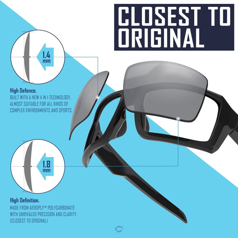 SAUCER Premium Replacement Lenses for  OO9102 Sunglasses High Defense - Carbon Black Polarized - Image 4
