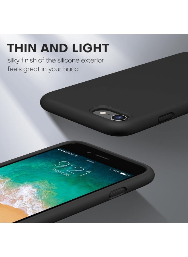 Compatible with iPhone 6/6S Case 4.7 Inch Slim Liquid Silicone 4 Layers Soft Gel Rubber Shockproof Protective Phone Case with Anti Scratch Microfiber Lining (black) - Image 3