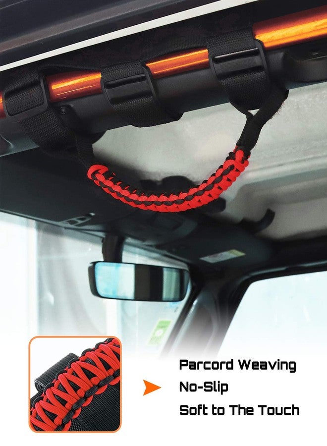 Savadicar 4 x Roll Bar Grab Handles Grip Handle for Jeep Wrangler CJ YJ TJ JK JKU JL JLU & Gladiator JT 1955-2023, Interior Accessories, Black & Red - Image 2
