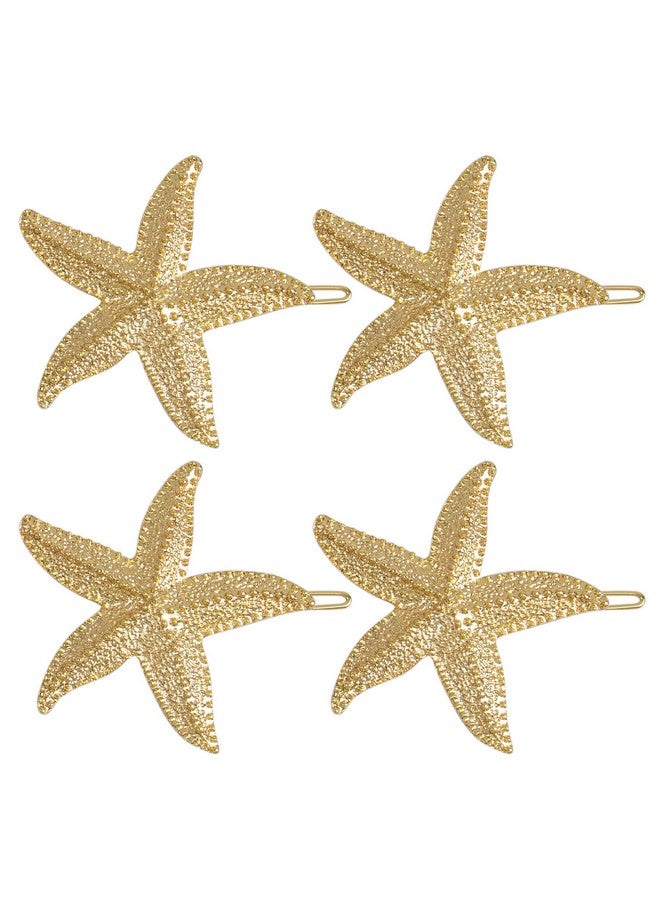 AUEAR 4 Pack Starfish Hair Clips Bridal Hairpin Metal Hair Pins Sea Star Hair Clip Pretty Beach Hair Pin For Wedding Women Girls Barrettes Styling Hair Mermaid Accessories Valentine'S - Image 1