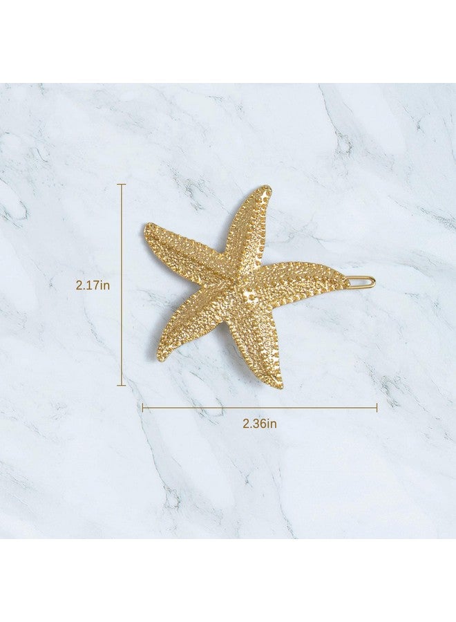 AUEAR 4 Pack Starfish Hair Clips Bridal Hairpin Metal Hair Pins Sea Star Hair Clip Pretty Beach Hair Pin For Wedding Women Girls Barrettes Styling Hair Mermaid Accessories Valentine'S - Image 4