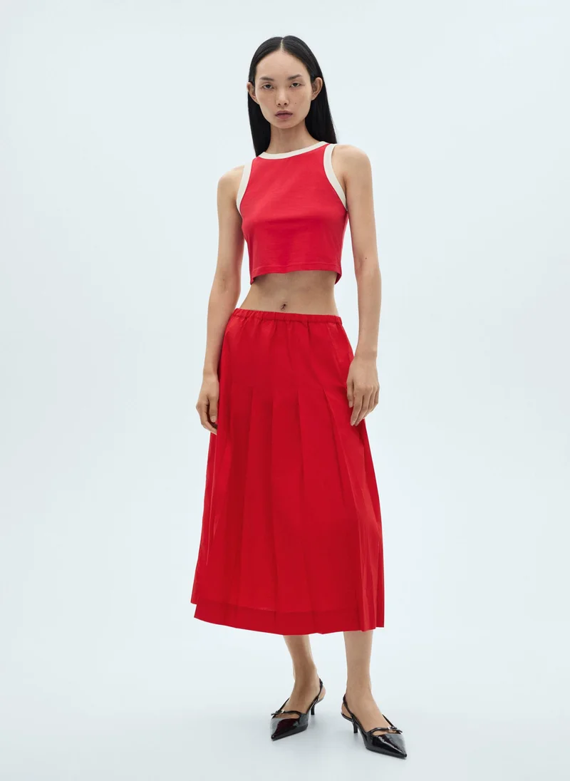 MANGO Contrast Trim Top