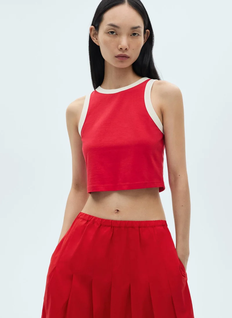 MANGO Contrast Trim Top