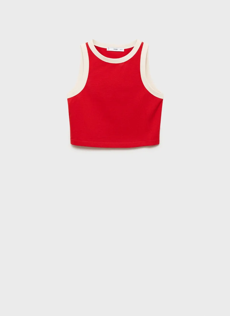 MANGO Contrast Trim Top