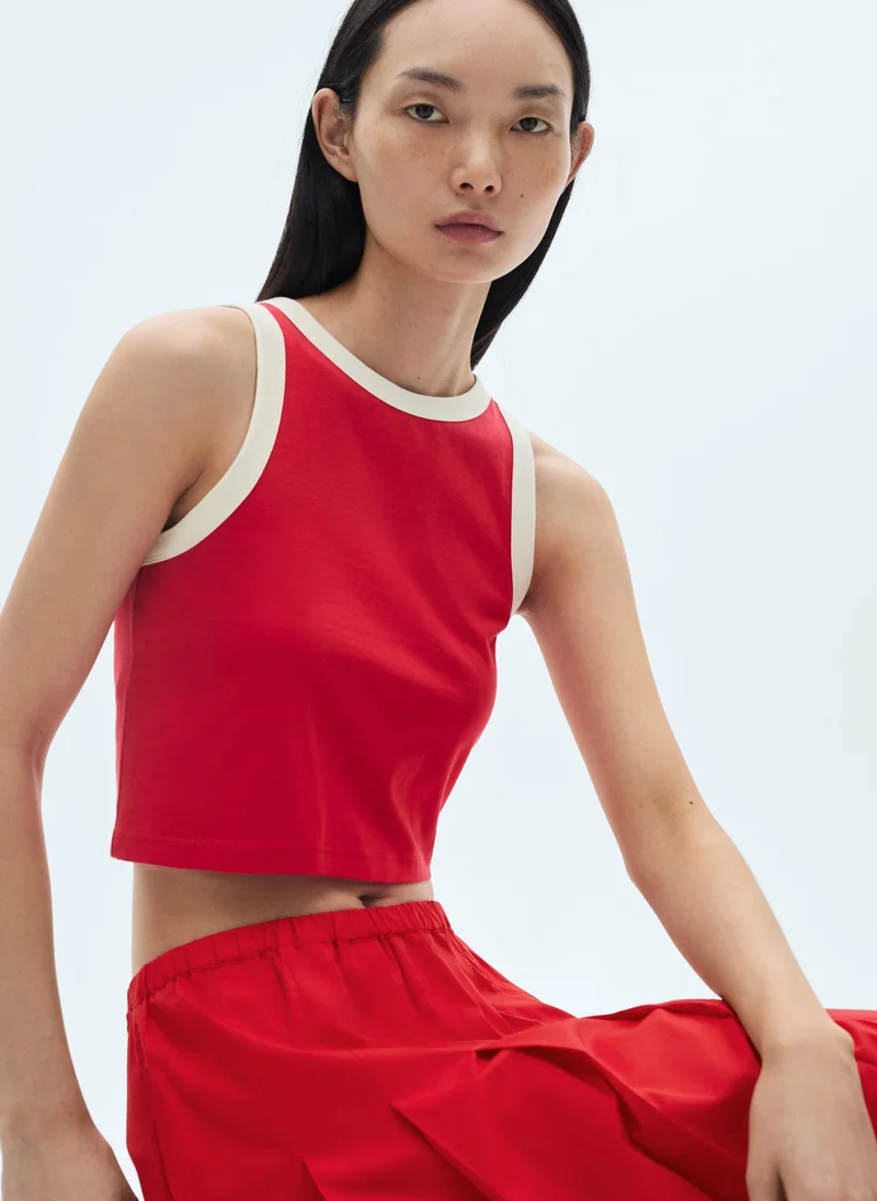MANGO Contrast Trim Top